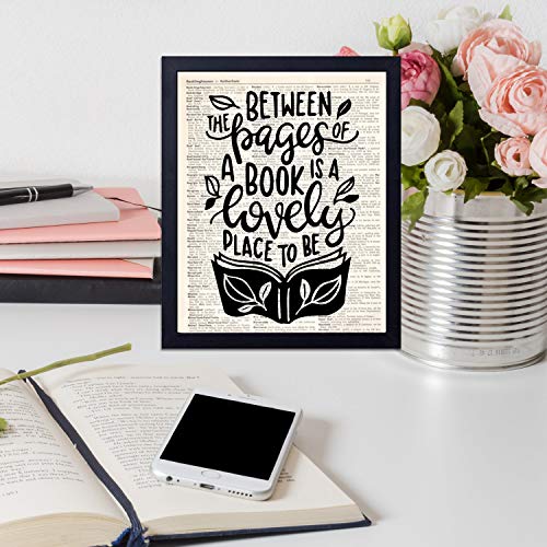 akeke Literary Book Lover Quotes Vintage Dictionary Wall Art Print Decor Gift for Book Lover 8x10 Unframed - Thumbnail 2