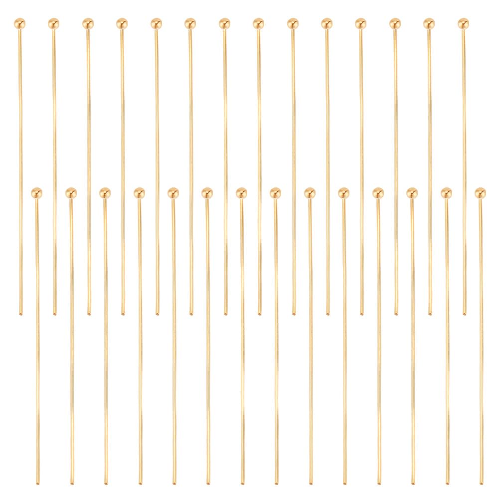 Beebeecraft 1 Box 100Pcs 45mm 22 Gauge Ball Head Pins 18K Gold Plated Bendable Pins Jewellery Headpins Straight Pins Needles for Jewelry Making Charm Beading DIY Craft, Head: 1.8mm