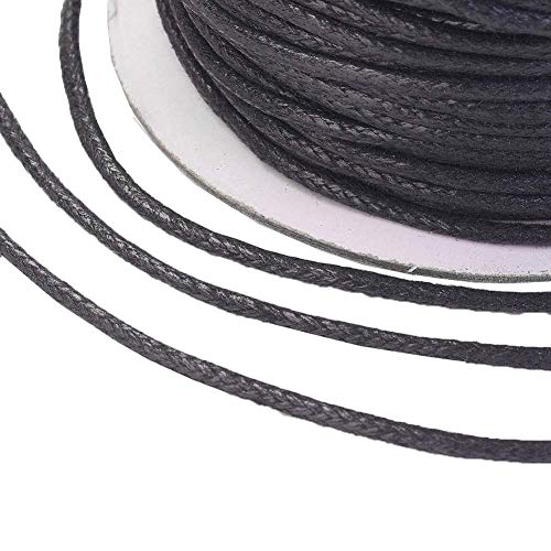 Craftdady 100 Yards 1.5mm Waxed Cotton Cord Macrame Bracelet Necklace Jewelry Making Waxed Beading Thread String (Black)