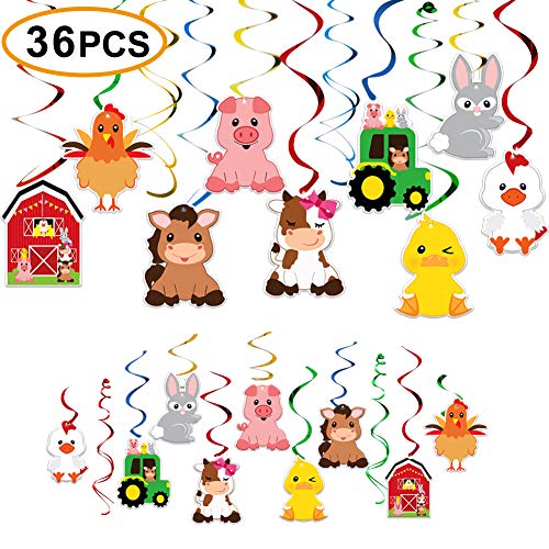 Farm Birthday Party Supplies,Hanging Swirls Barnyard Party Decorations for Barnyard Birthday Party Supplies Farm Animal Party Supplies