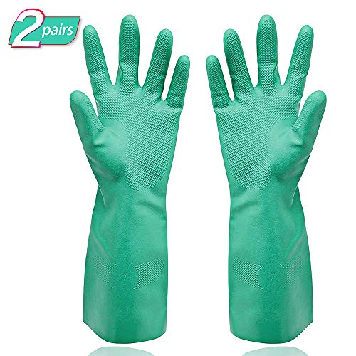 Gayisic Nitrile Cleaning Protective Gloves Chemical Resistant Gloves Waterproof Reuseable Household,Kitchen,Dish Washing Heavy Duty Gloves Powder-Free,Latex-Free(XL-2pack) - Thumbnail 7