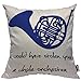 Mugod Blue French Horn Throw Pillow Cover I Would Have Stolen You a Whole Orchestra Quote Decorative Pillow Cases Square Cotton Linen Cushion Cover for Home Bed Sofa Couch 18x18 Inch