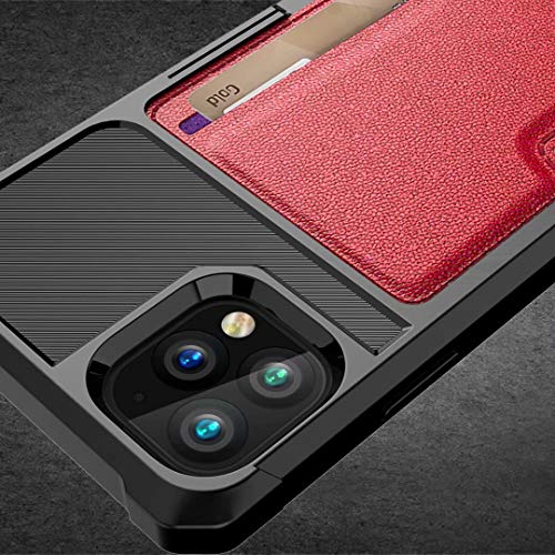 iPhone 11 Pro Max 2019 6.5 Case, Ranyi Carbon Fiber Wallet Case with Credit Card Holder Shock Absorbing Resilient TPU Rubber Defender Protective Case for 2019 6.5 Inch iPhone 11 Pro Max (red) - Thumbnail 6