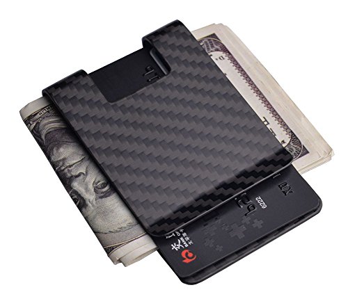 Carbon Fiber Money Clip Wallet-CL CARBONLIFE Business Card Holder RFID Protector Credit Card Holder Wallet Clips For Men (Black 3k Matt)