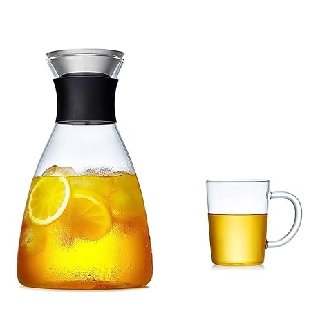 BB&ONE Jarra de cristal de 1800 ml, tetera de hielo reutilizable ...