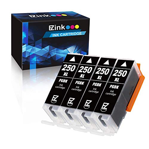E-Z Ink (TM) Compatible Ink Cartridge Replacement for Canon PGI-250XL PGI 250 XL to use with PIXMA MX922 MX722 MG5420 MG5520 MG5620 MG6320 MG6420 MG6620 MG7120 MG7520 iP8720 (Large Black) 4 Pack