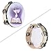 ammoon Double Row Jingle Tambourine Handbell Clap Drum Percussion Instrument with Dove & Bible Pattern for Church (8 inch)