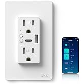 MOES Smart in-Wall Outlet, USB-C &amp; USB-A, 15A, 2.4GHz WiFi, No Hub Required | Smart Life/Tuya APP Remote Control, Works with Alexa and Google Assistant for Hands-Free Voice Control