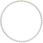 Mameloly Pearl Necklaces for Women Dainty 925 Sterling Silver 18K Gold Plated 6MM Simulated White Pearl Choker Necklace Strand for Her Engagement Wedding Birdal