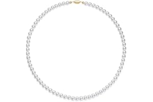 Mameloly Pearl Necklaces for Women Dainty 925 Sterling Silver 18K Gold Plated 6MM Simulated White Pearl Choker Necklace Stran