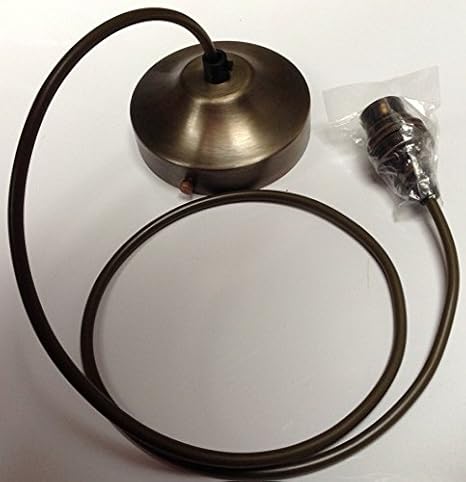 Uk Made Easy Fit Ceiling Rose In Antique Brass With 75cm Pendant