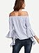 SheIn Women's Striped Off The Shoulder Ruffle Sleeve Blouse - Blue Large