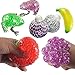 CosCosX 4 Pcs Novelty Stress Fruit Ball Hand Wrist Squeeze Frogs Ice Cream Bulb Bubble Rubber Colorful Beads Squishy Stress Relief Adult Kids Toy Gift