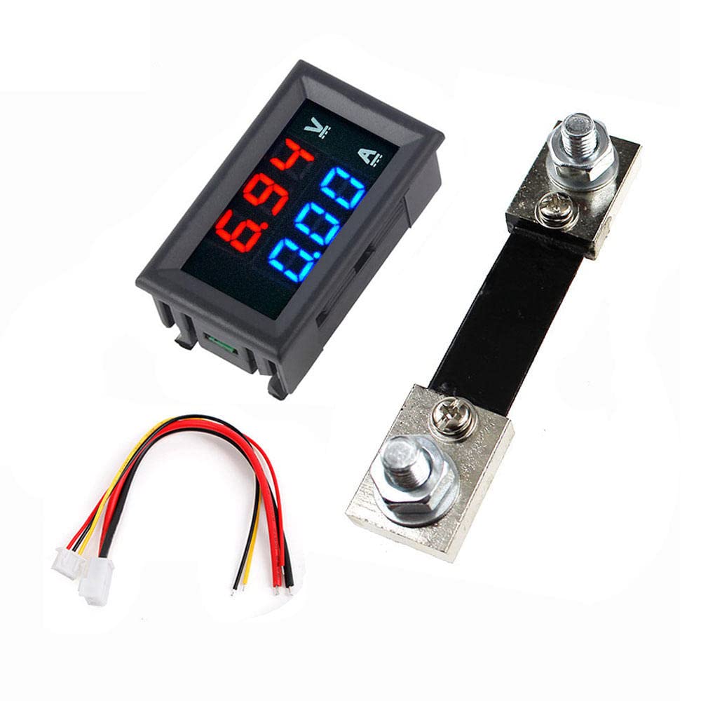 Fasizi 0.56 inch Blue Red Dual LED Display Mini Digital Voltmeter Ammeter DC 100V 100A Panel Amp Voltage Current Meter Tester