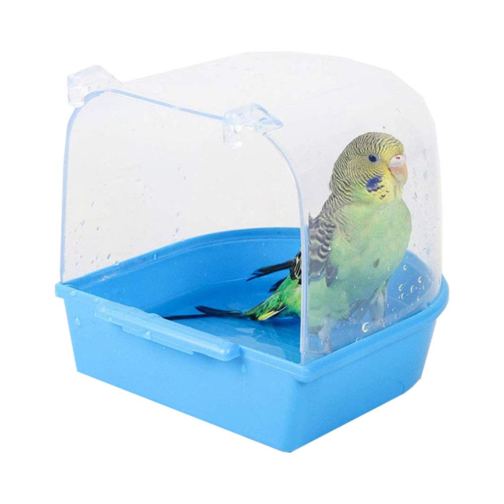 Sertay Bird Cage Accessories Supplies, 13 * 13 * 13.5cm Bird Bathtub, Parrot Bathing Tub, For Cats, Finches, Budgerigars, White Fungus, Skylarks and Small Birds(Blue)