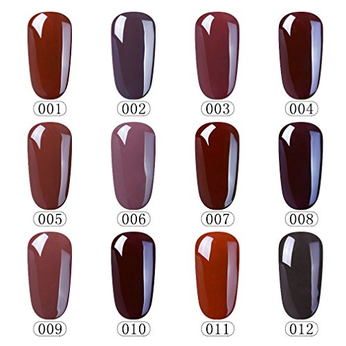 CLAVUZ Soak Of UV LED Gel Nail Polish,4pcs Coffee Colors Collection Kit New Start Manicure Nail Art Kits Gift Sets (BROWN002)