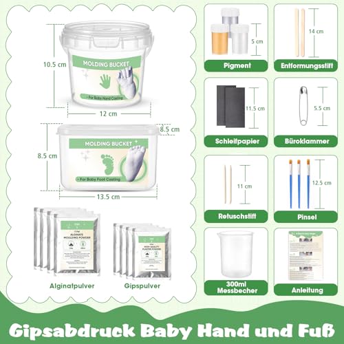 TOGOU2S Gipsabdruck Baby Hand und Fuß für 4 Abdrücke Ungiftig 3D Gips Abdruck Hände mit Farben, Personalisierte Andenken Baby Geschenk Geburt Neugeborenen Geschenk für Frische Eltern