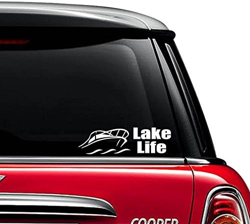Lake Life Boating Vinyl Decal Sticker For Car Truck Motorcycle Window Bumper Wall Laptop Size- (6 inch) / (15 cm) Wide / Color- Gloss White