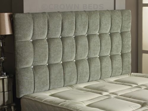 CROWNBEDSUK Omega diamante chenille headboard in 2ft6,3tf,4ft,4ft6,5ft,6ft (6FT SUPER KINGSIZE, Meadow)