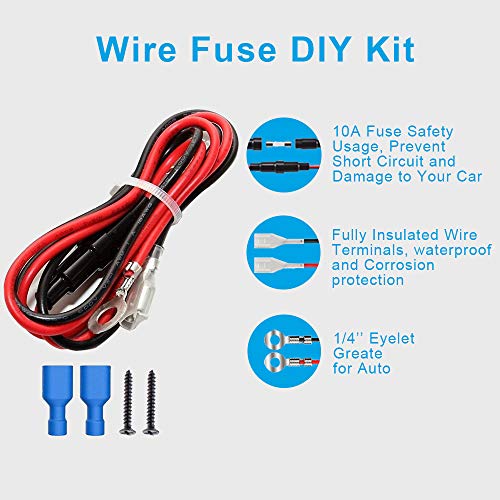 3-Pack Cigarette Lighter Socket, 12V Power Outlet Receptacle for Car Marine Motorcycle ATV RV, with Wire Fuse DIY Kit by Riseuvo - Thumbnail 3