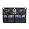 DCFlat-5-Pin-6-Gang-Car-Marine-Boat-Circuit-RV-LED-Rocker-Switch-Panel-Breaker-Voltmeter-USB-style3