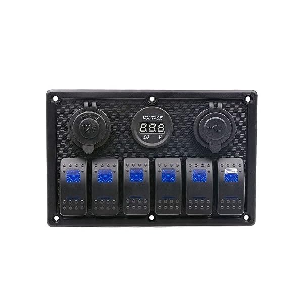 DCFlat-5-Pin-6-Gang-Car-Marine-Boat-Circuit-RV-LED-Rocker-Switch-Panel-Breaker-Voltmeter-USB-style3