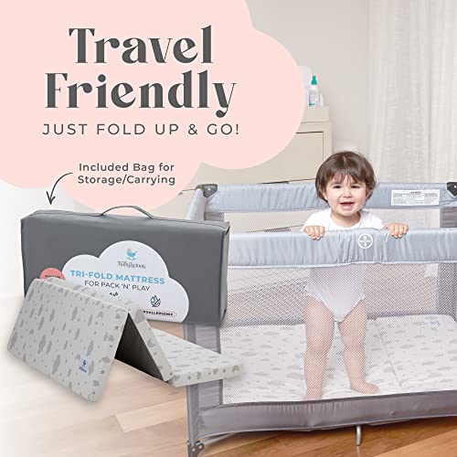 Waterproof Pack and Play Mattress Topper 38" x 26" Trifold Style