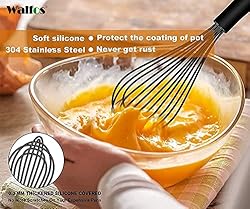 Silicone Whisk set, Walfos 11'' Flat Whisk and