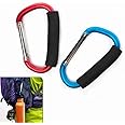2X Carabiner Hook - 5.4" Large Aluminum D-Style Carry Handle with Sponge for Shopping Bags Handbag Tote Stroller Carrying