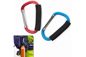 YOTOM 2X Carabiner Hook - 5.4" Large Aluminum D-Style Carry Handle with Sponge for Shopping Bags Handbag Tote Stroller Carrying