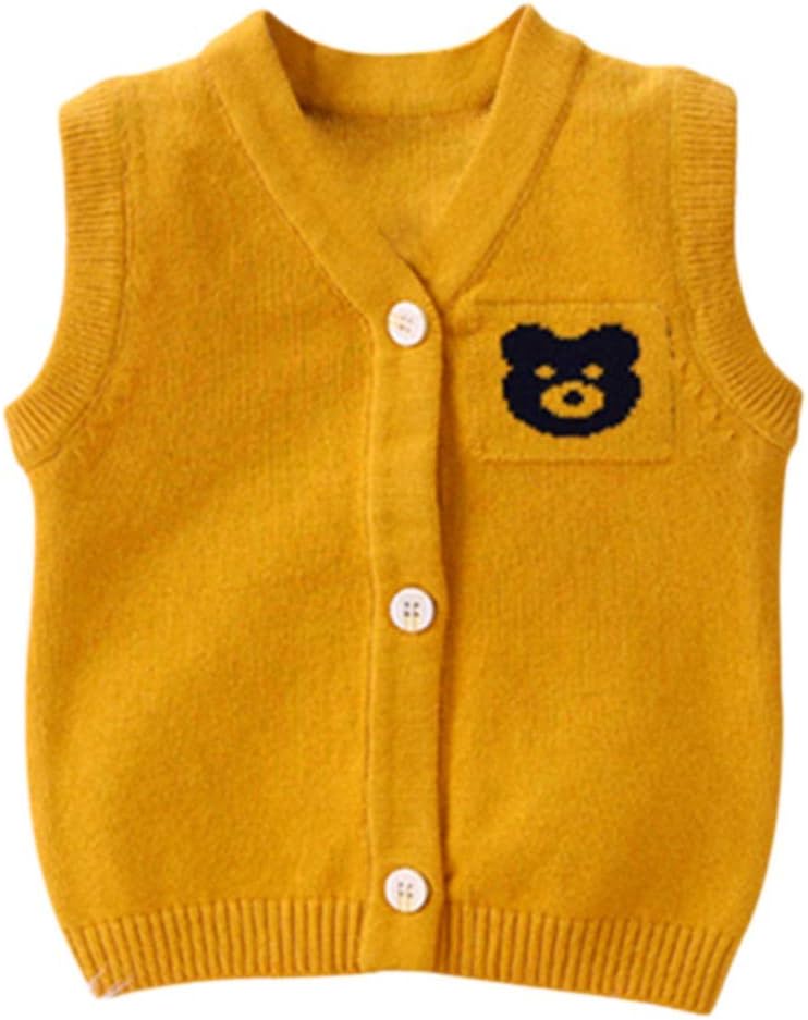 URMAGIC Infant Baby Boys Girls Knitted Sweater Newborn Sleeveless Cute Cartoon Pattern Vest Gilets Tank Top 0-6 Months