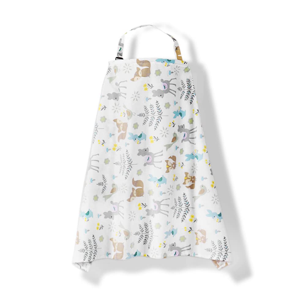 Boerni Large Nursing Cover, Breathable Breastfeeding Cover, Soft Breastfeeding Cover up for Full Privacy Breastfeeding Protection … (White Zoo)