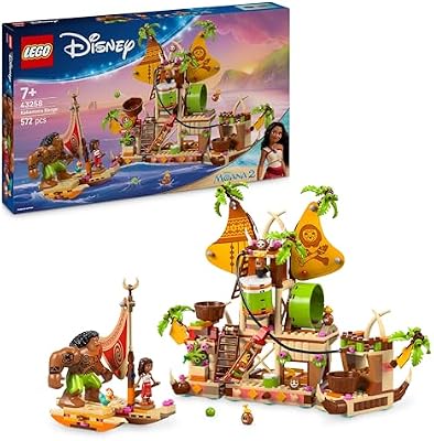 | Disney Moana 2 Kakamora Barge - Barco de brinquedo com tesouro para meninas e meninos 7+ anos - Mini Moana Doll e Maui Figure - Presente de aniversário colecionável para fãs 43258