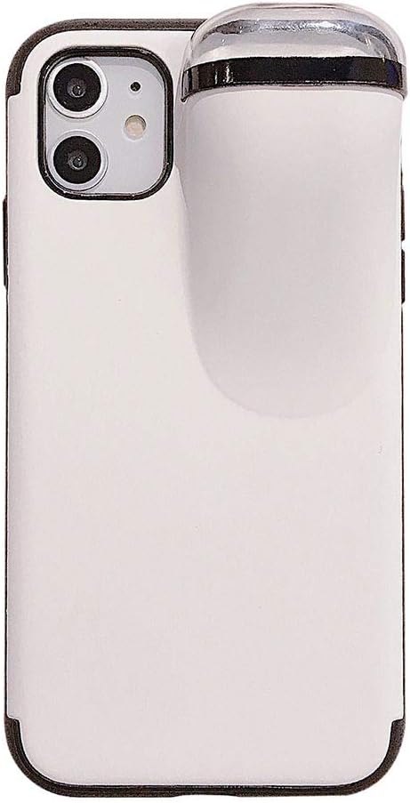2-In-1 Phone Case for Iphone 11 And for Airpods Wireless Headphones Slim Liquid Silicone Gel Rubber Bumper Hard Shockproof Protective Cover with Earphone Case,White,iPhone11ProMax