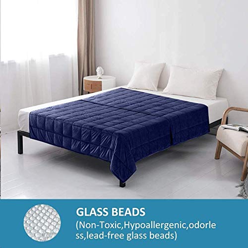 HIHIYO 7lb Weighted Blanket Kids Reversible,DoubleSided Cooling Cotton Top+Soft Minky Fleece