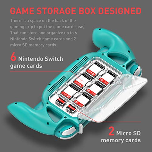 MEQI Hand Grip Case for Nintendo Switch Lite, Ergonomic Gaming Charging Case with Game Storage Case, Fast Charge Compatible 5V 2A AC Adapter with Type-C Cable for Switch Lite Console - Blue