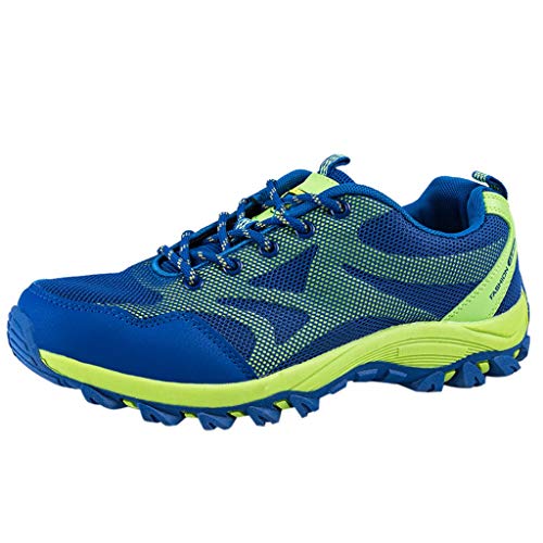 TnaIolral Women and Men Hiking Shoes Breathable Mesh Outdoor Sneaker Running Shoes (US:9, Green) - Thumbnail 5