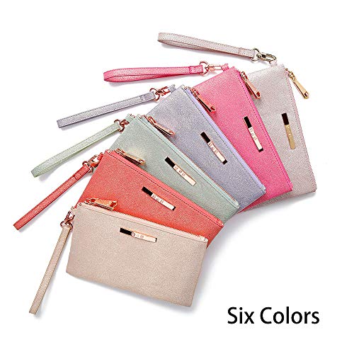 Womens Soft Lightweight Wristlet Clutch - Ladies Glitter Wristlet Organizer with Card Slot