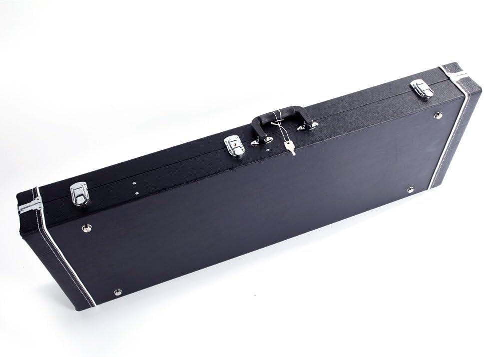 Crazyworld Electric Guitar Hard Case, Wooden Hard Shell Carrying Case Lockable with Key Square