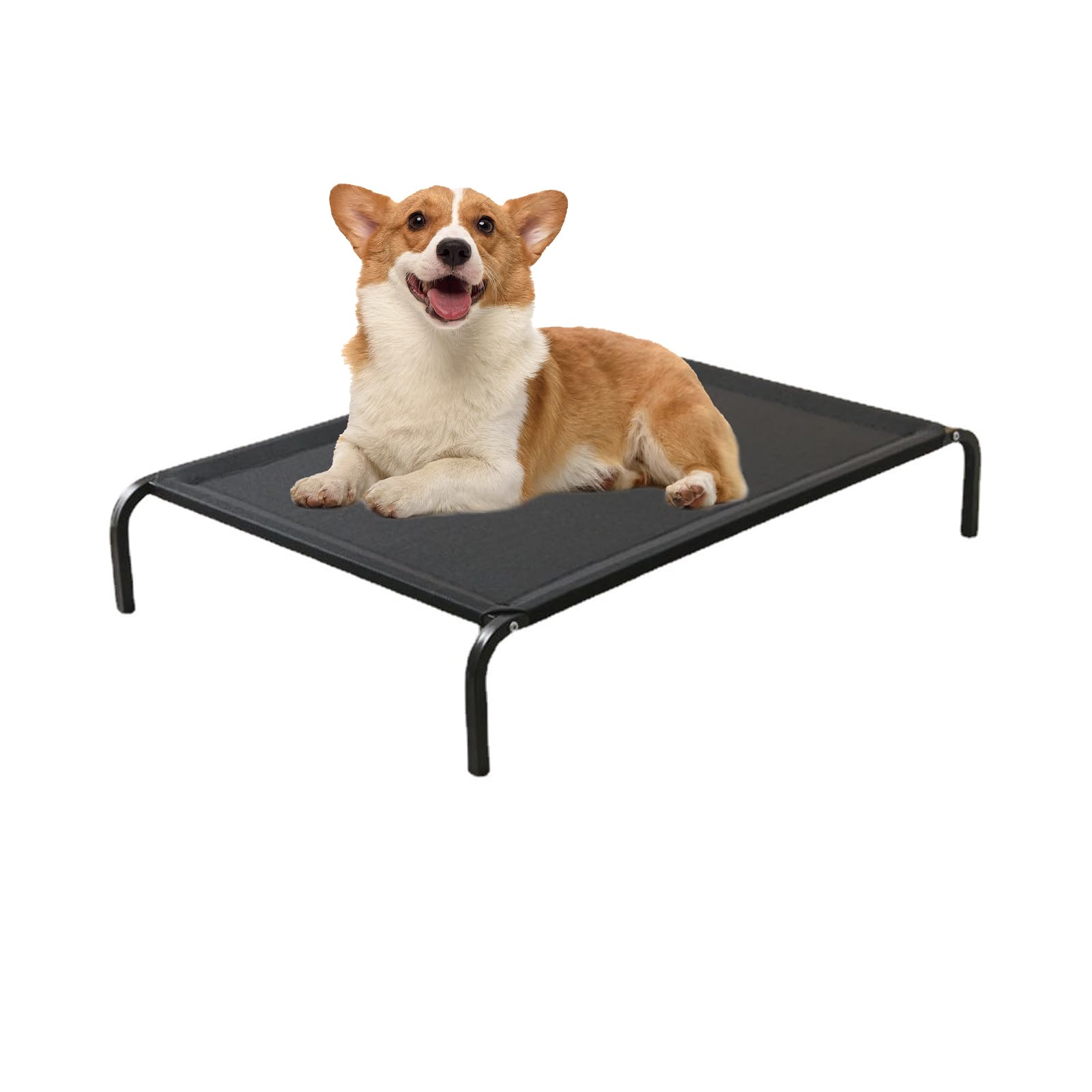 CEIEVER Outdoor Elevated Dog Bed, Raised Dog Cot with Mesh, Cooling & Waterproof, Non-Slip Feet, Chew Proof, Large (M-92X60X15CM)