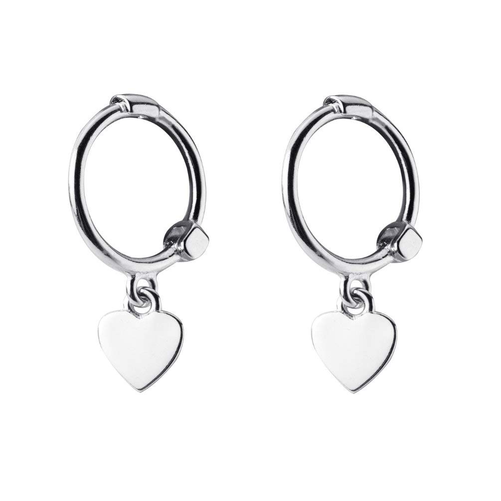 Tiny Love Heart Dangle Small Hoop Earrings for Women Teen Girls S925 Sterling Silver Cartilage Cute Sleeper Dainty Huggie Hoops Jewelry Gifts