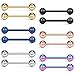 Ruifan Mix Color 316L Stainless Steel Nipple Shield Tongue Barbell Ring Bar Body Piercing 14G 12PCS