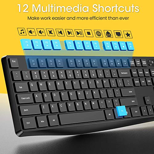 VicTsing Wireless Keyboard [Enlarged Indicator Light], 2.4G Ergonomic