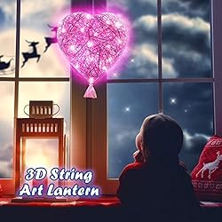 3D String Art Crafts for Kids DIY LED Heart Lantern
