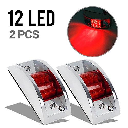 Partsam 2pcs RED LED Marker Clearance Light Chrome Guarded Armored trailer RV Camper 12LED