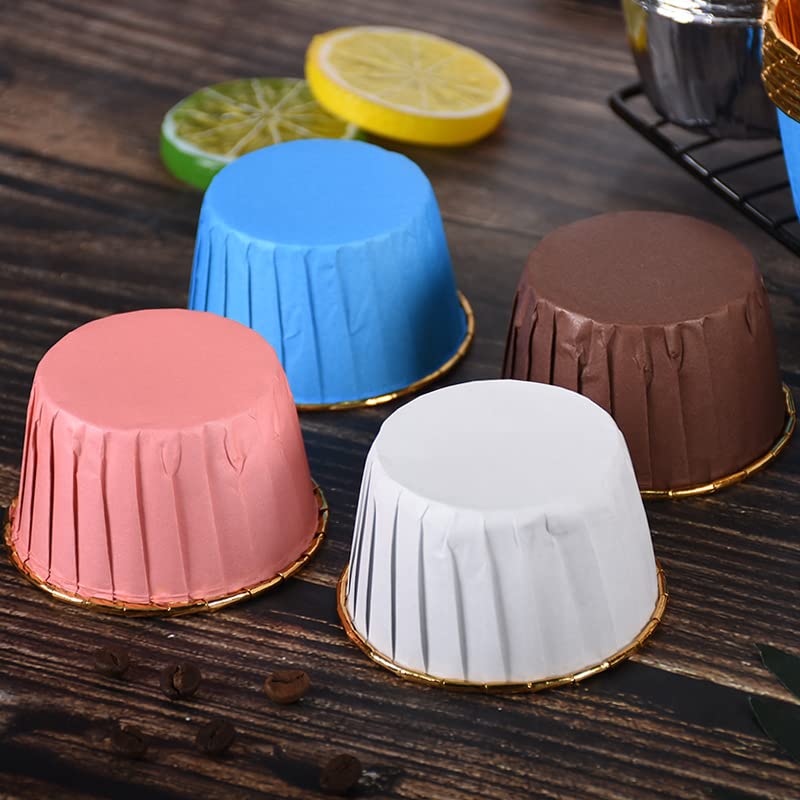100 Pack 3.5 Oz Foil Baking Cups with Dome Lids Disposable Mini Cupcake