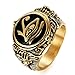 JAJAFOOK Mens Stainless Steel Ring Egyptian Pharaohs Eye of Horus Udjat Gold Plated Tone Jewelry Size 6-13