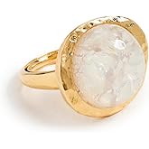 Kenneth Jay Lane Women's Gold Button White Opal Adjustable Ring