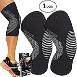 PHYSIX GEAR SPORT Knee Support Brace - Premium Recovery & Compression Sleeve For Meniscus Tear, ACL, & Running - Best Wrap for Squats & Heavy Duty Workouts (1 PAIR Grey L)