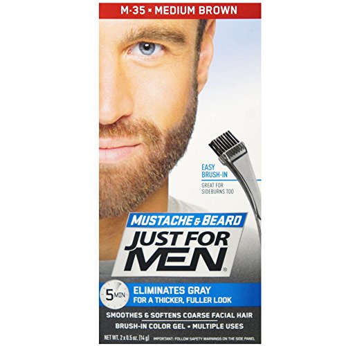 JUST FOR MEN Color Gel Mustache & Beard M-35 Medium Brown 1 ea (Pack of 12)